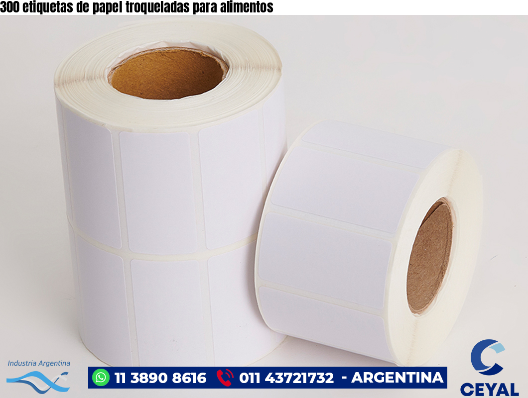 300 etiquetas de papel troqueladas para alimentos