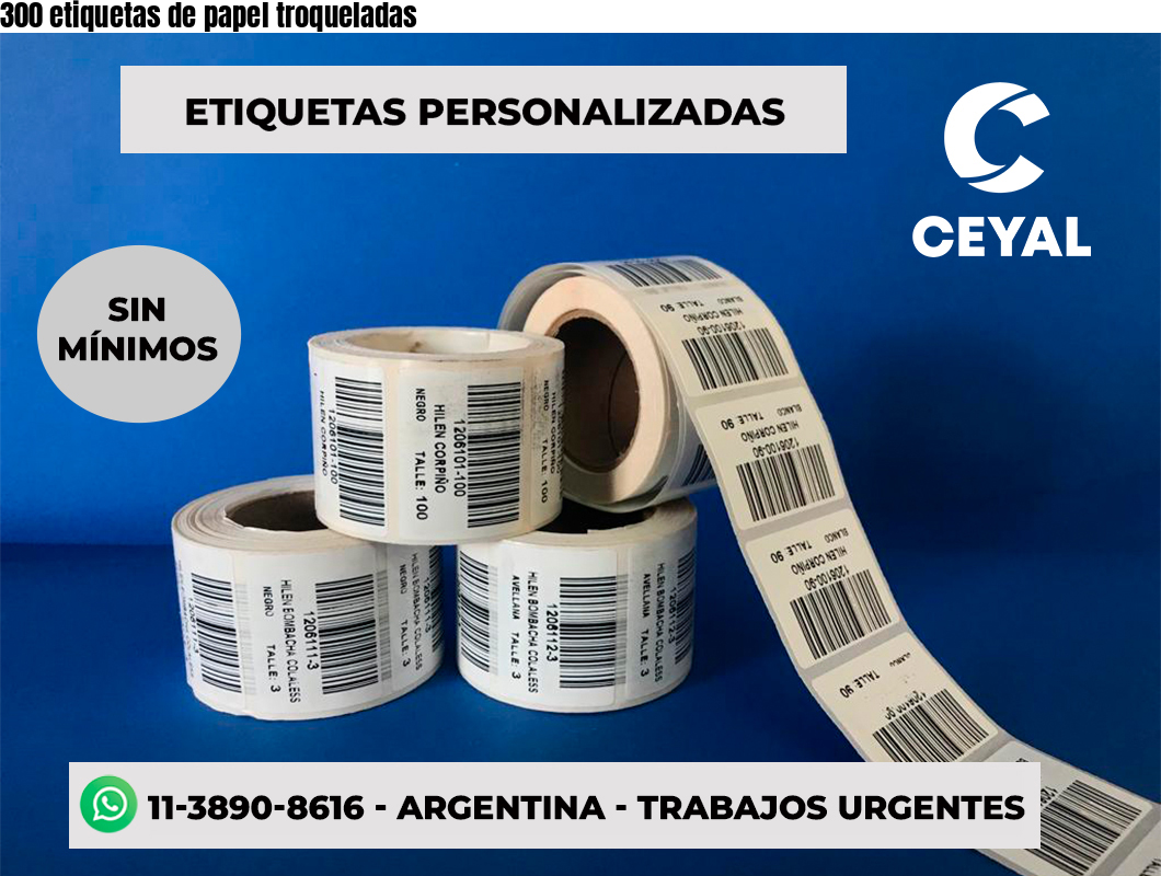 300 etiquetas de papel troqueladas