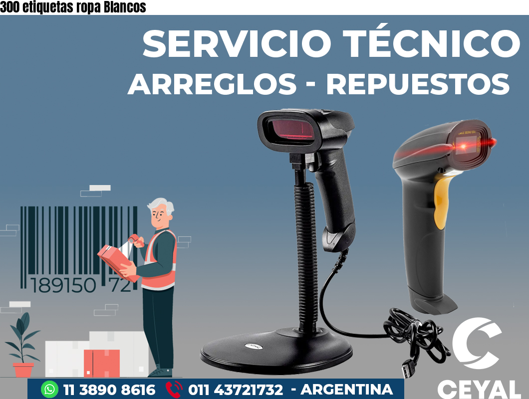 300 etiquetas ropa Blancos