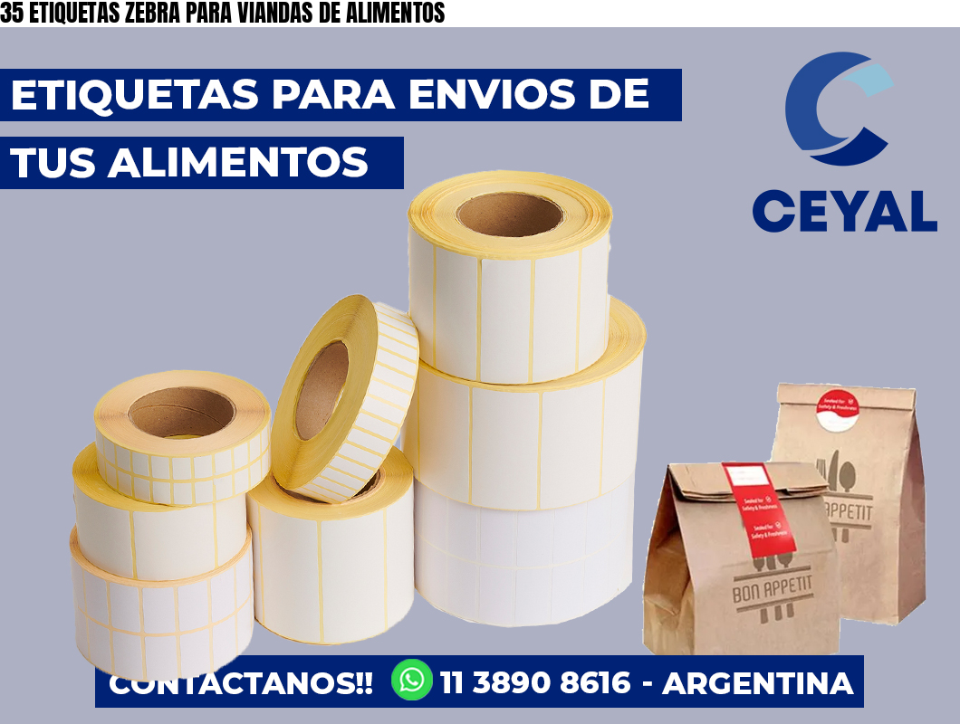 35 ETIQUETAS ZEBRA PARA VIANDAS DE ALIMENTOS