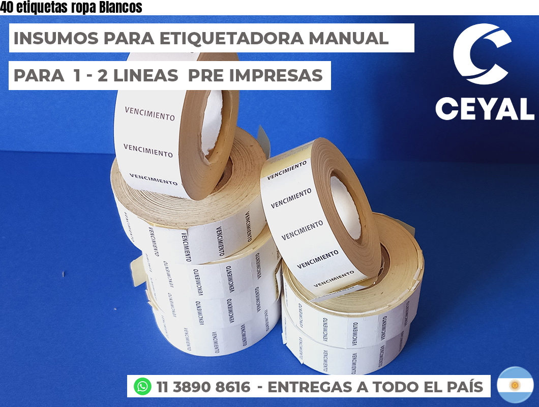 40 etiquetas ropa Blancos