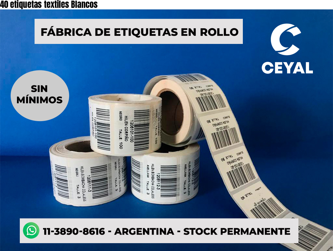 40 etiquetas textiles Blancos