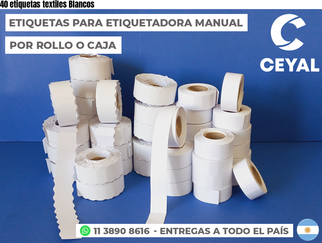 40 etiquetas textiles Blancos