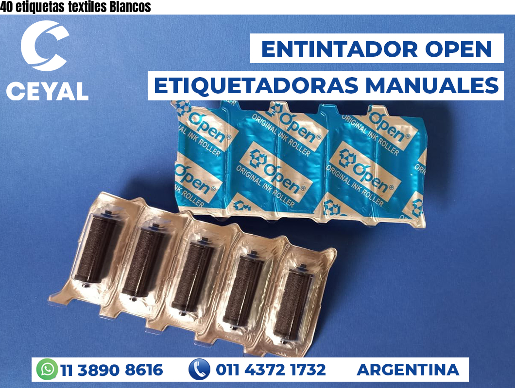 40 etiquetas textiles Blancos