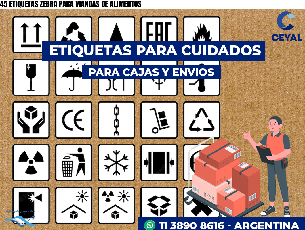 45 ETIQUETAS ZEBRA PARA VIANDAS DE ALIMENTOS