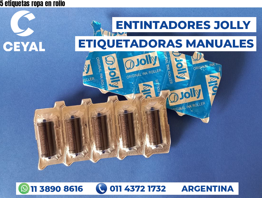 5 etiquetas ropa en rollo
