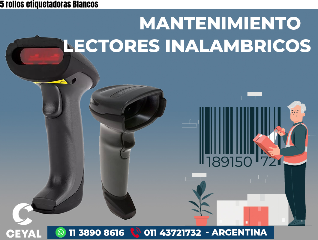 5 rollos etiquetadoras Blancos