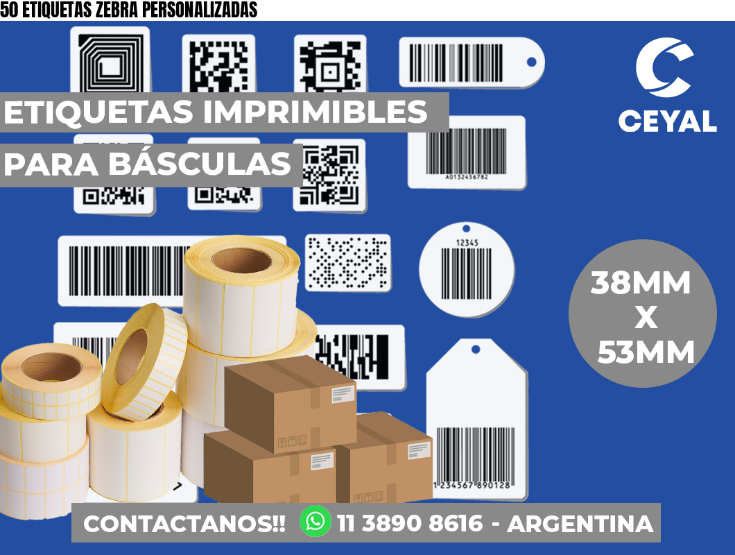 50 ETIQUETAS ZEBRA PERSONALIZADAS