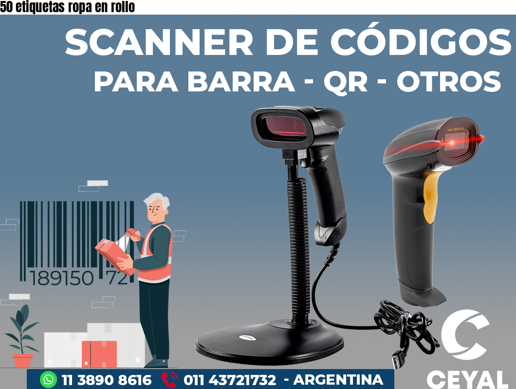 50 etiquetas ropa en rollo