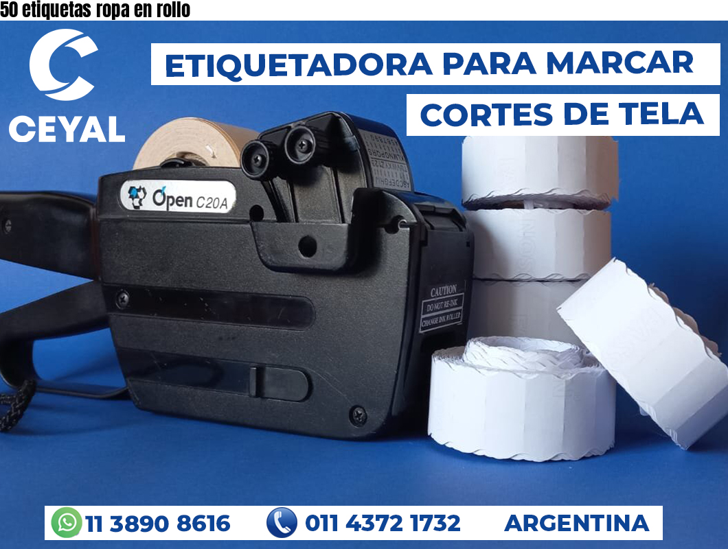 50 etiquetas ropa en rollo