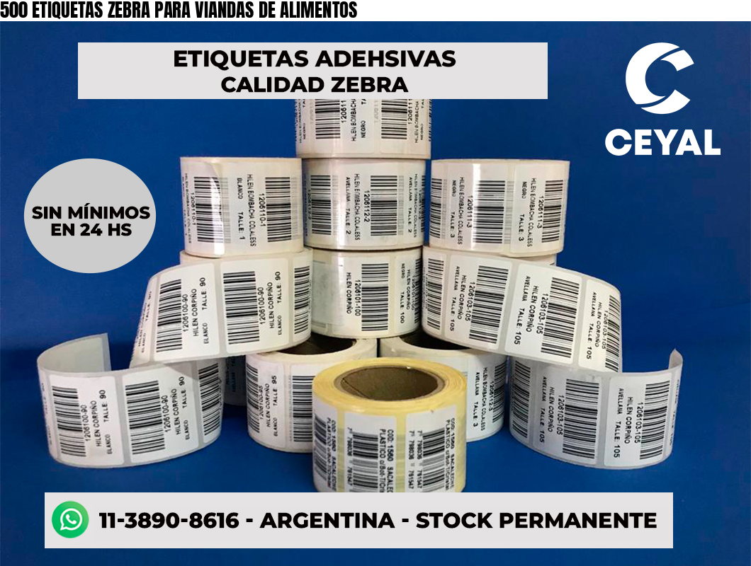 500 ETIQUETAS ZEBRA PARA VIANDAS DE ALIMENTOS