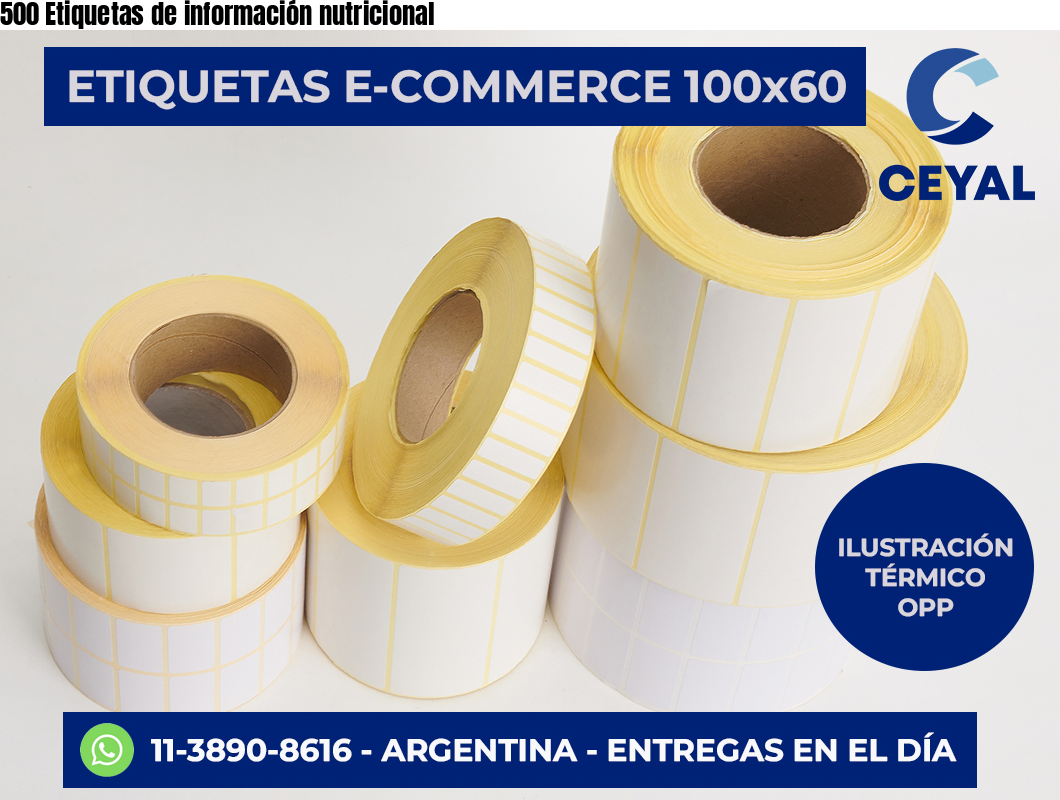 500 Etiquetas de información nutricional