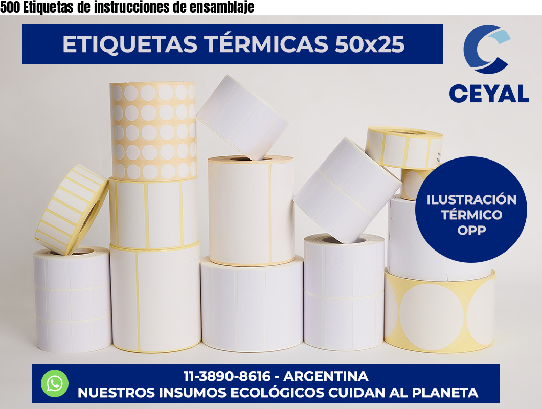 500 Etiquetas de instrucciones de ensamblaje