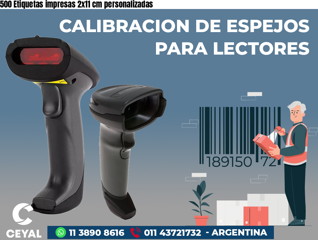 500 Etiquetas impresas 2x11 cm personalizadas