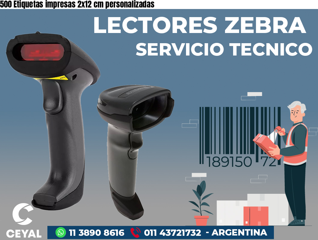 500 Etiquetas impresas 2x12 cm personalizadas