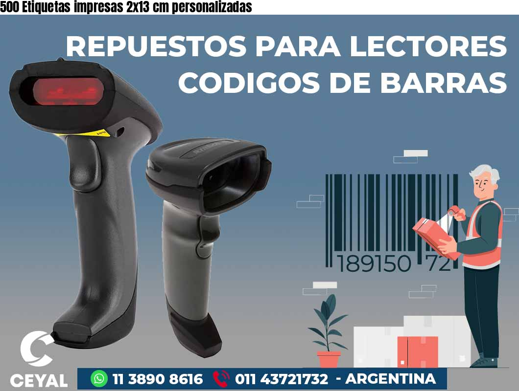 500 Etiquetas impresas 2x13 cm personalizadas