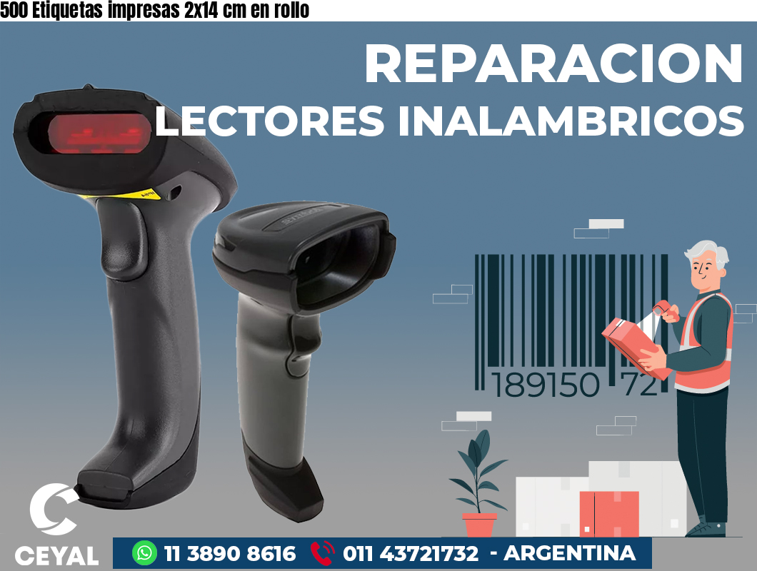 500 Etiquetas impresas 2x14 cm en rollo