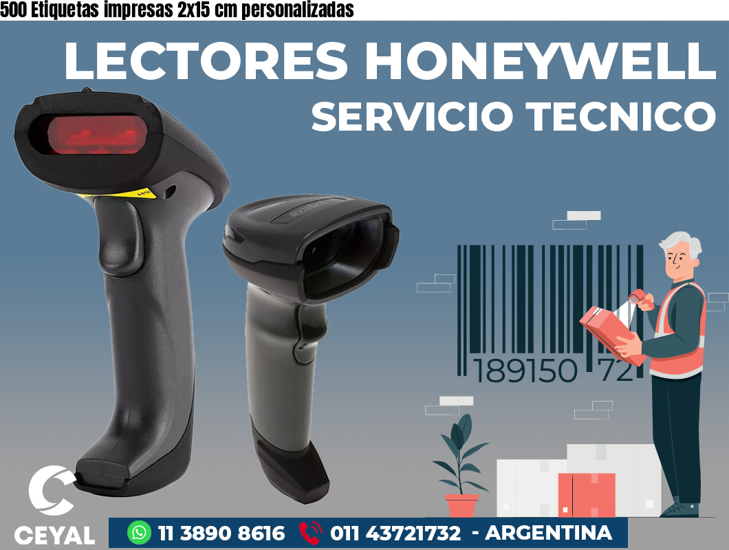 500 Etiquetas impresas 2x15 cm personalizadas