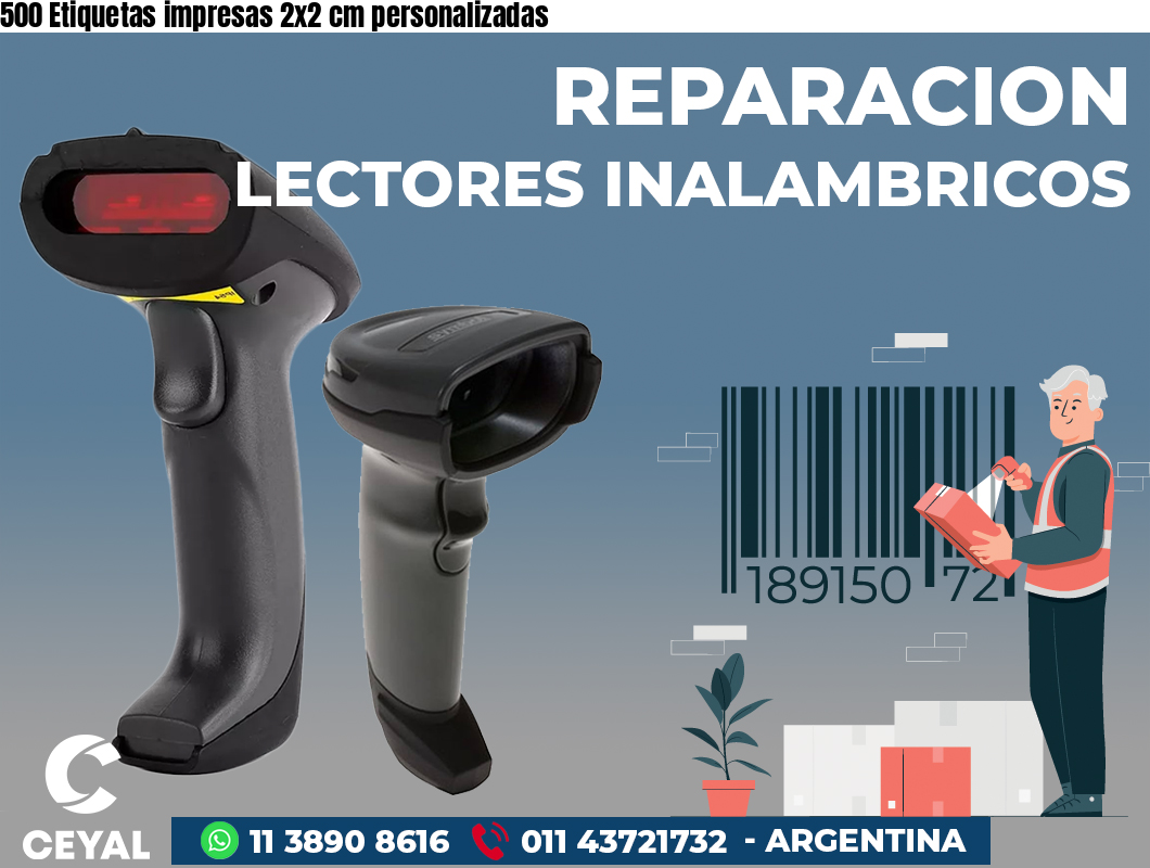 500 Etiquetas impresas 2x2 cm personalizadas