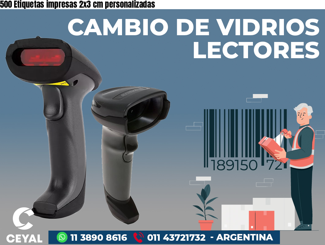 500 Etiquetas impresas 2x3 cm personalizadas