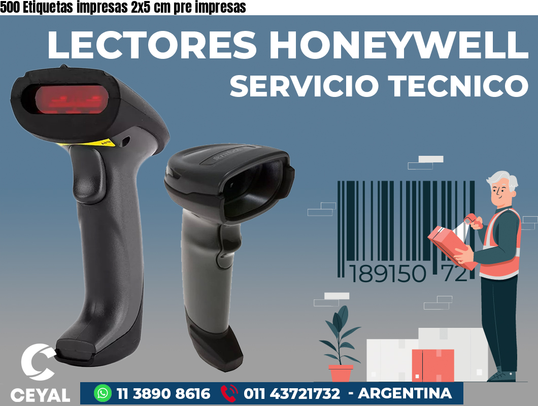 500 Etiquetas impresas 2x5 cm pre impresas
