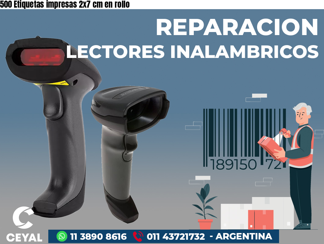 500 Etiquetas impresas 2x7 cm en rollo
