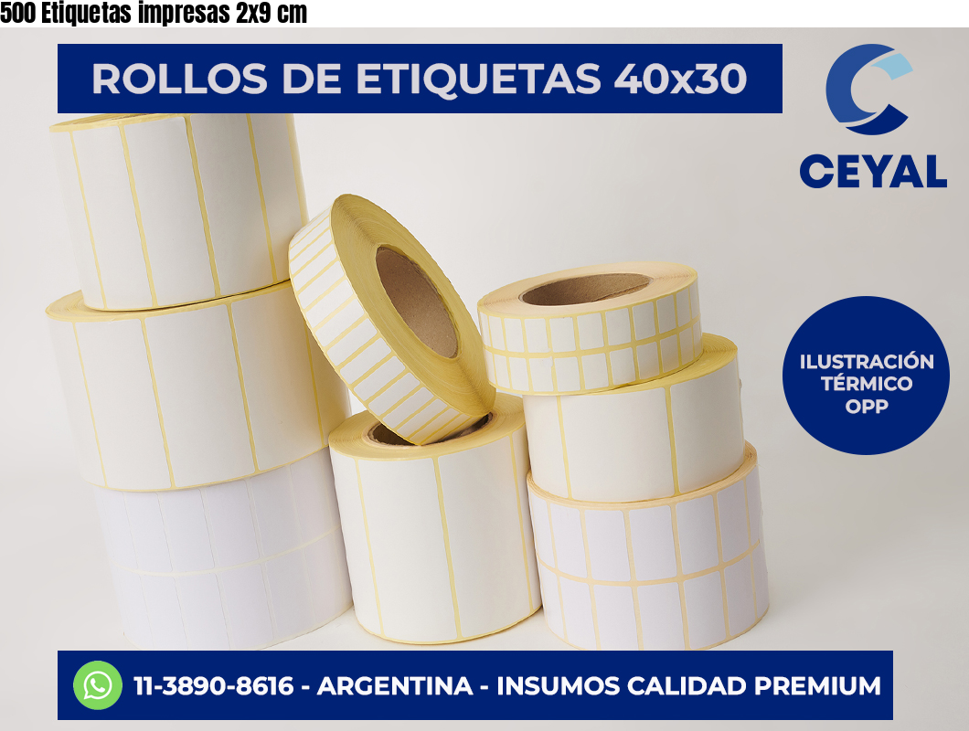 500 Etiquetas impresas 2×9 cm