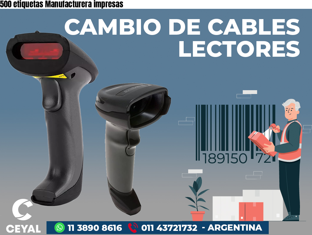 500 etiquetas Manufacturera impresas