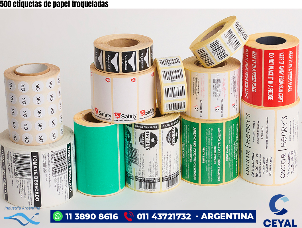 500 etiquetas de papel troqueladas