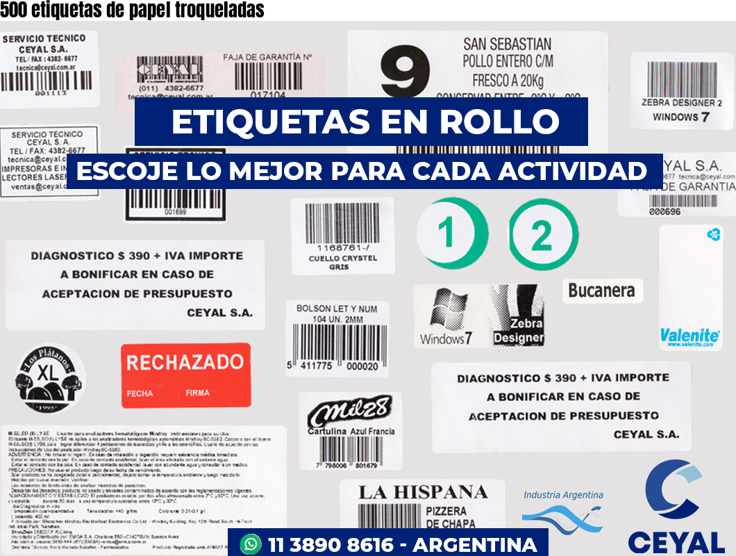 500 etiquetas de papel troqueladas