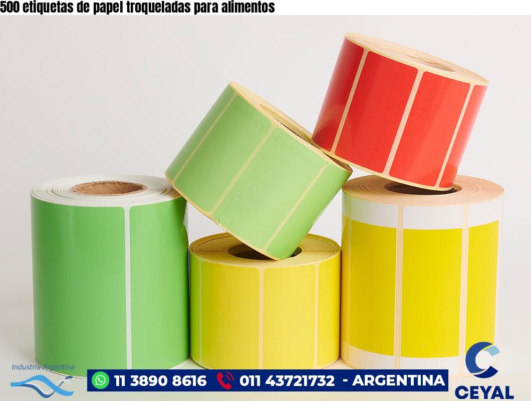 500 etiquetas de papel troqueladas para alimentos