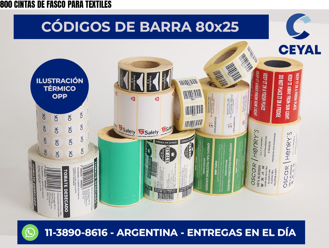 800 CINTAS DE FASCO PARA TEXTILES