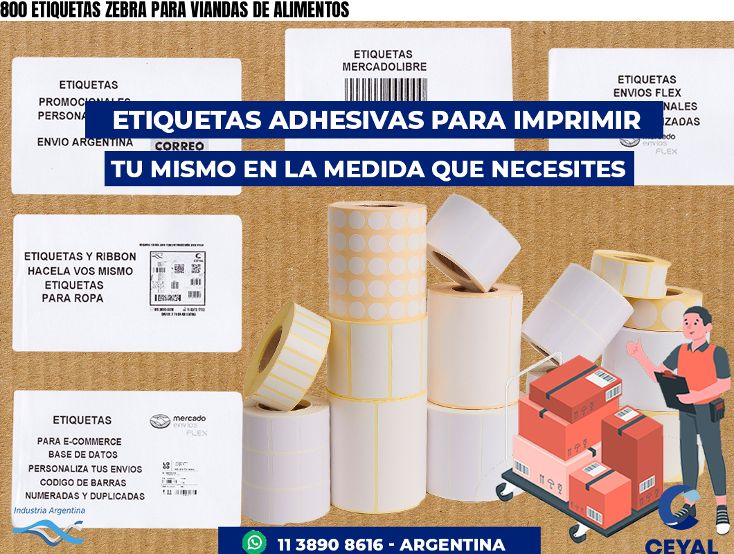 800 ETIQUETAS ZEBRA PARA VIANDAS DE ALIMENTOS
