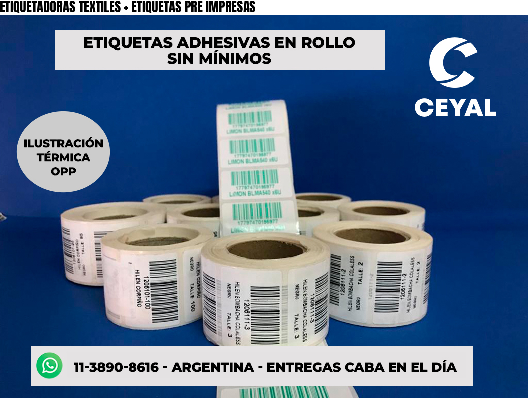 ETIQUETADORAS TEXTILES + ETIQUETAS PRE IMPRESAS