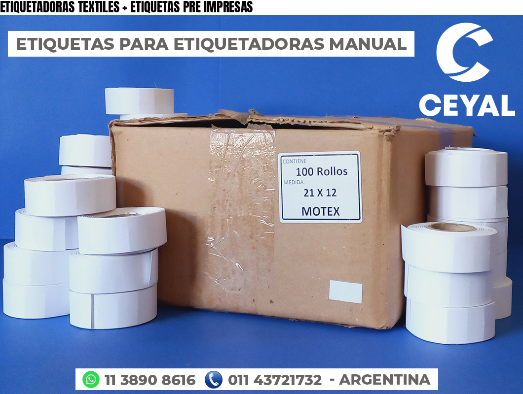 ETIQUETADORAS TEXTILES + ETIQUETAS PRE IMPRESAS