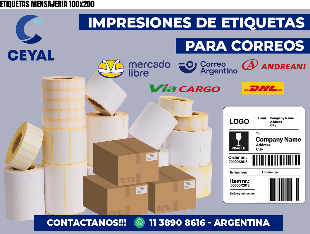 ETIQUETAS MENSAJERÍA 100×200