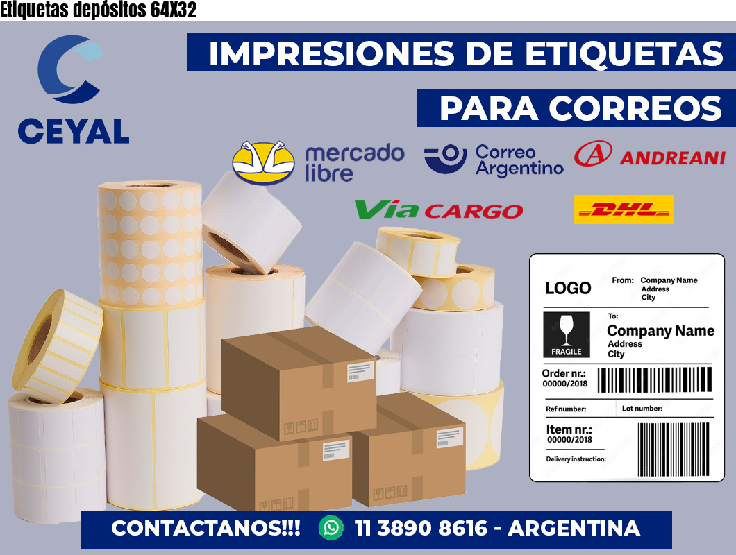 Etiquetas depósitos 64X32