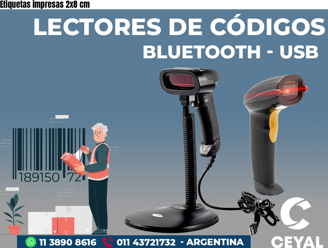 Etiquetas impresas 2x8 cm