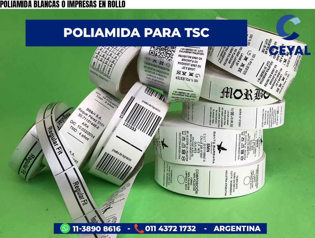 POLIAMIDA BLANCAS O IMPRESAS EN ROLLO