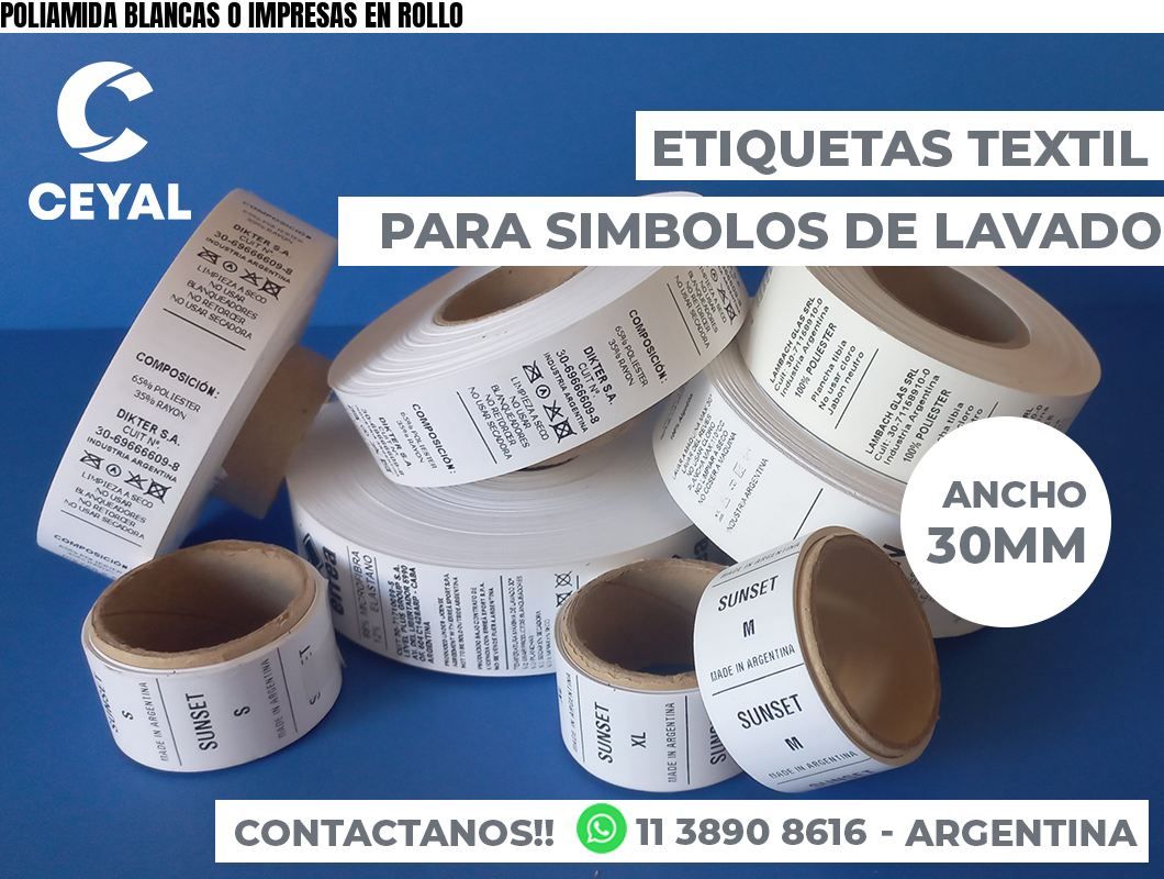POLIAMIDA BLANCAS O IMPRESAS EN ROLLO