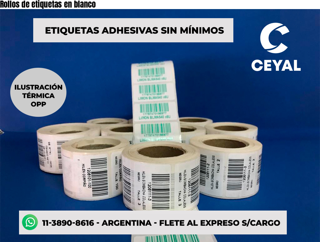 Rollos de etiquetas en blanco