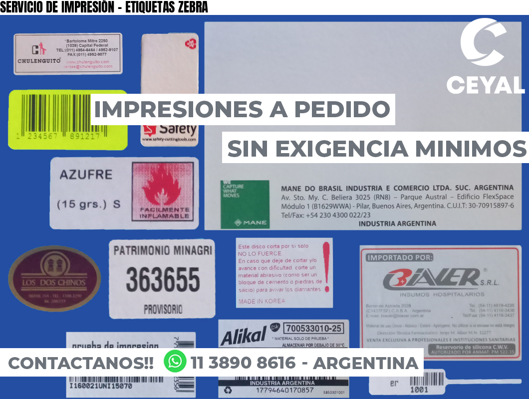 SERVICIO DE IMPRESIÓN – ETIQUETAS ZEBRA