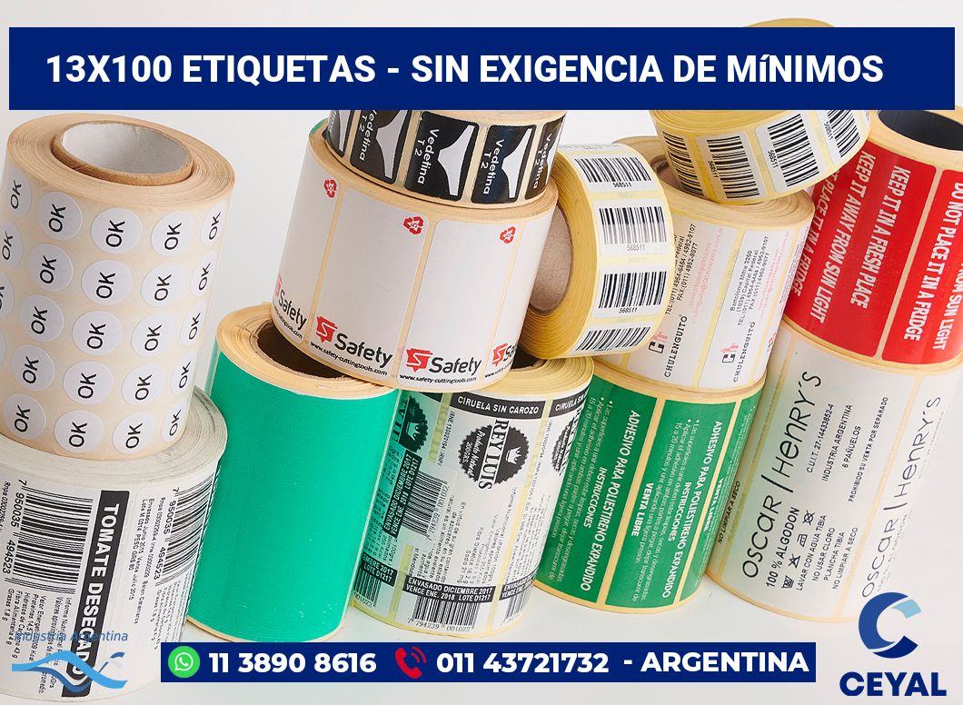 13×100 Etiquetas