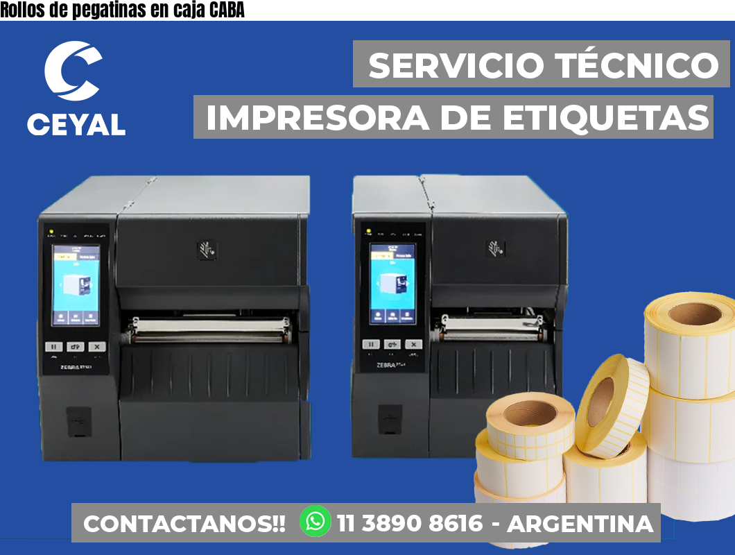 Rollos de pegatinas en caja CABA