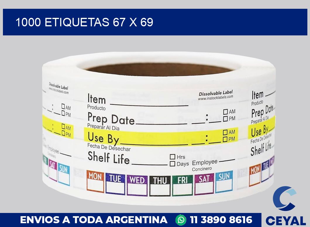 1000 etiquetas 67 x 69