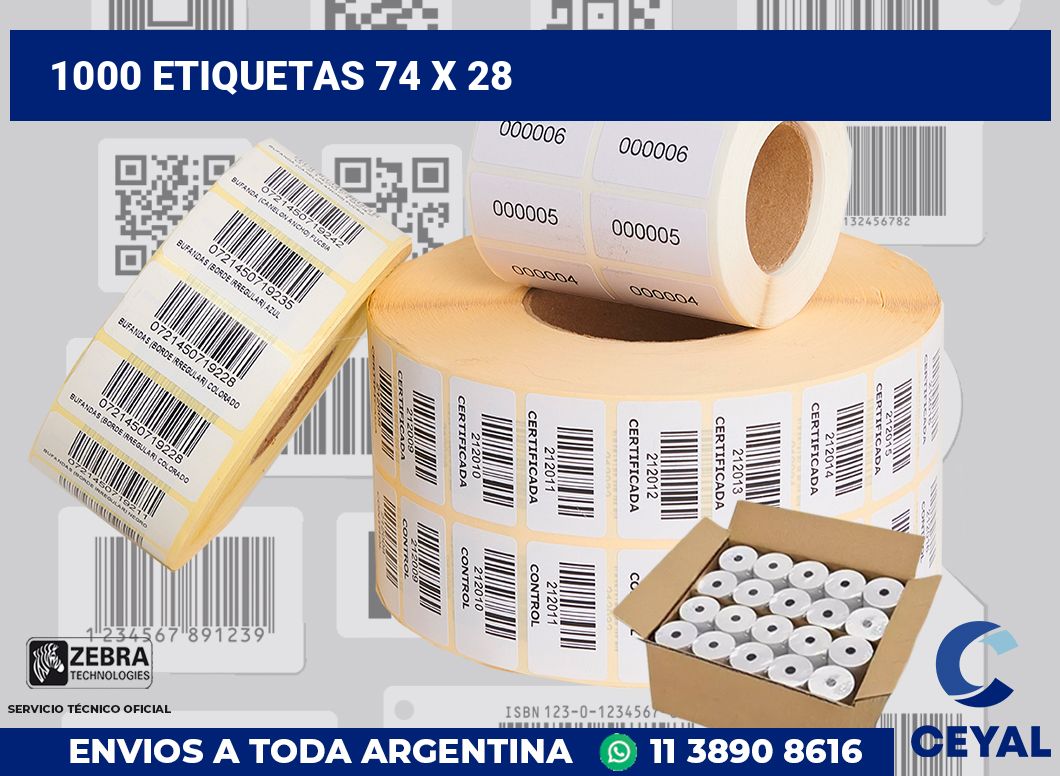 1000 etiquetas 74 x 28