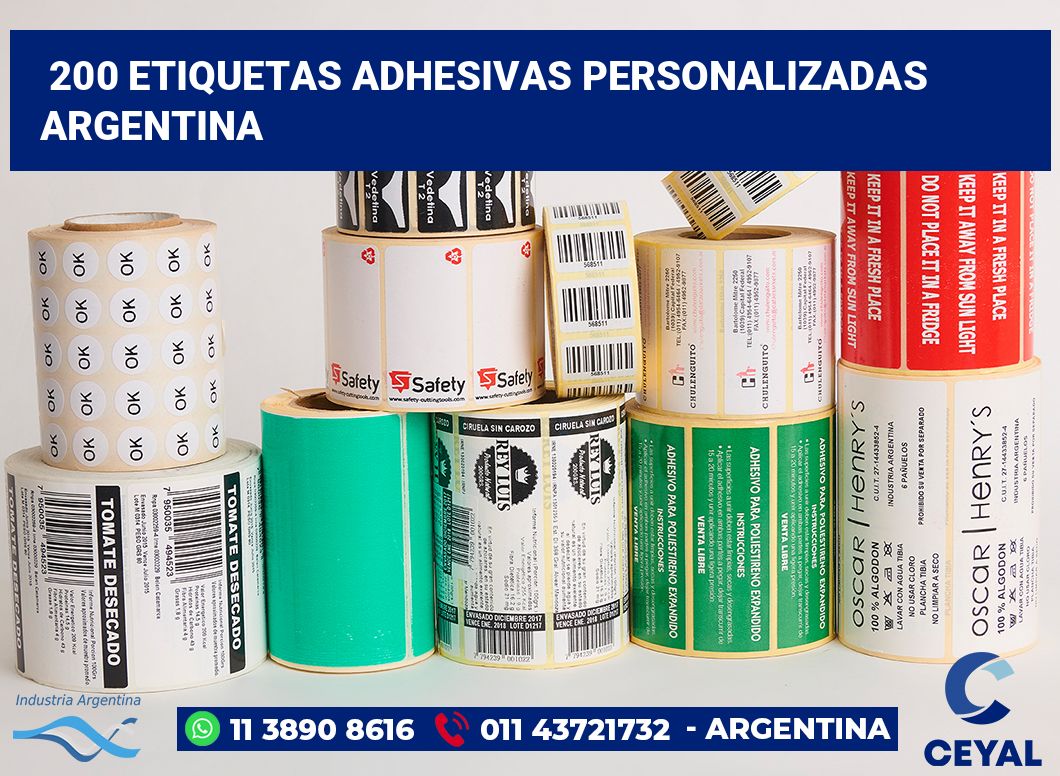 200 Etiquetas adhesivas personalizadas argentina