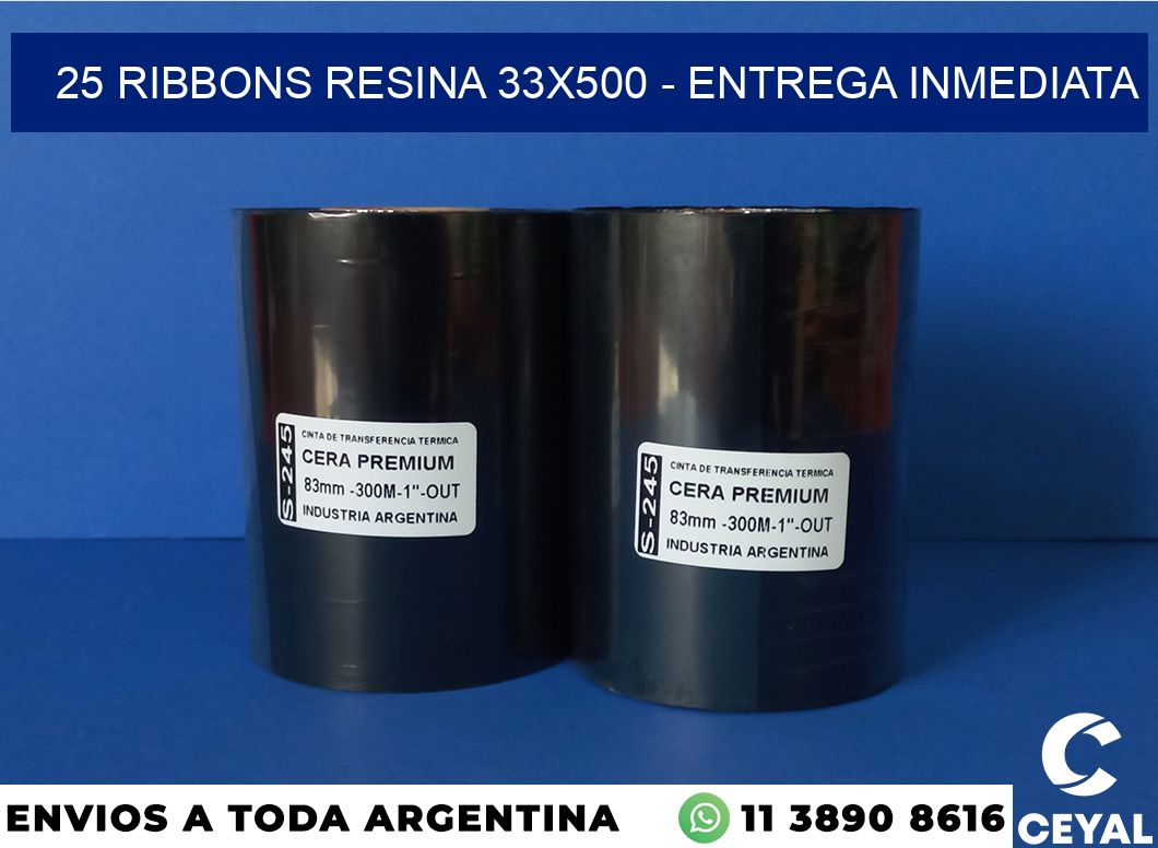 25 Ribbons resina 33×500 – Entrega inmediata