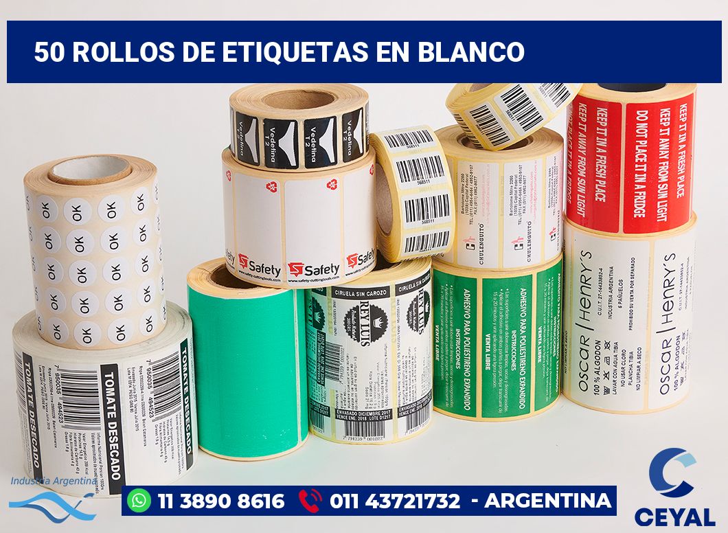 50 Rollos de etiquetas en blanco
