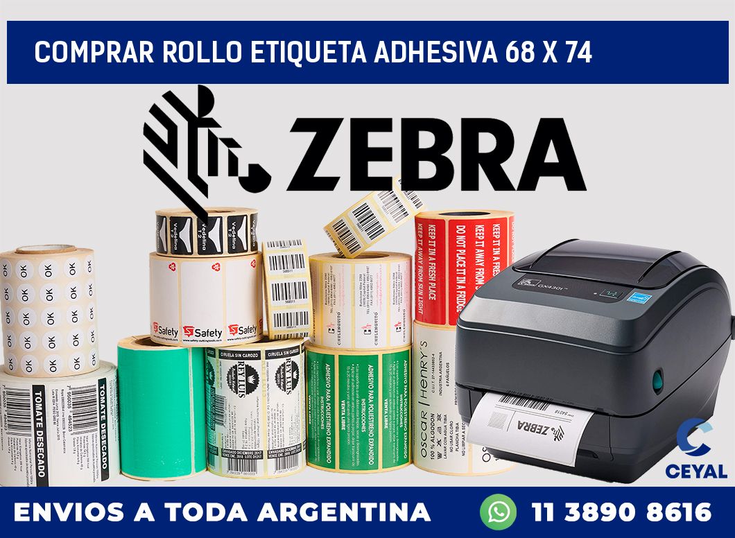 Comprar rollo etiqueta adhesiva 68 x 74